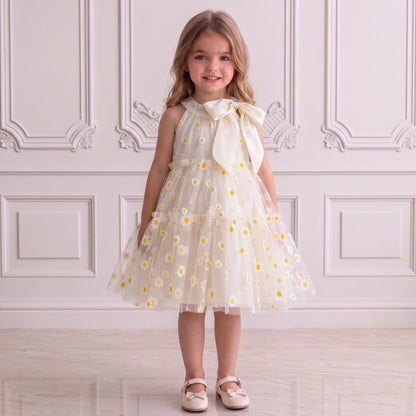 Girls' Tulle Dress with Daisies