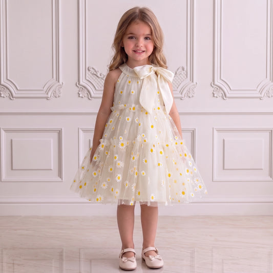 Girls' Tulle Dress with Daisies