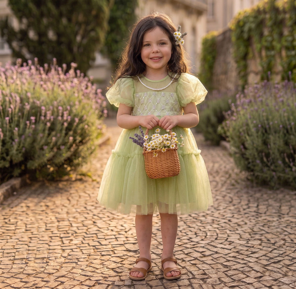 Asinha Bright Green Children's Dress