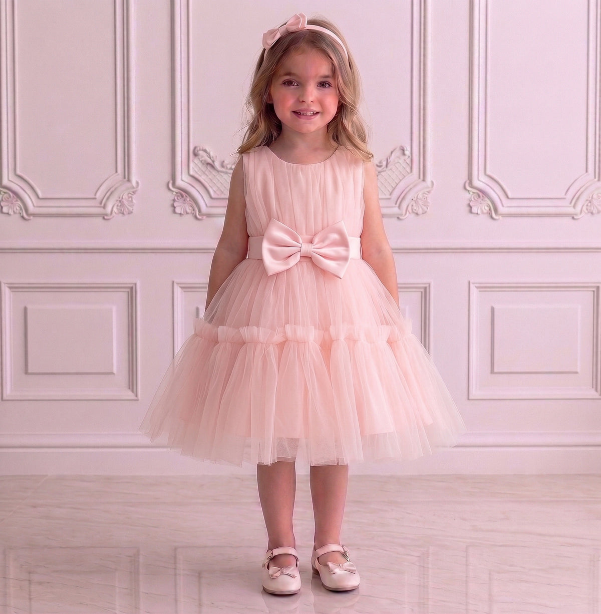 Children's dress with lace tulle + headband