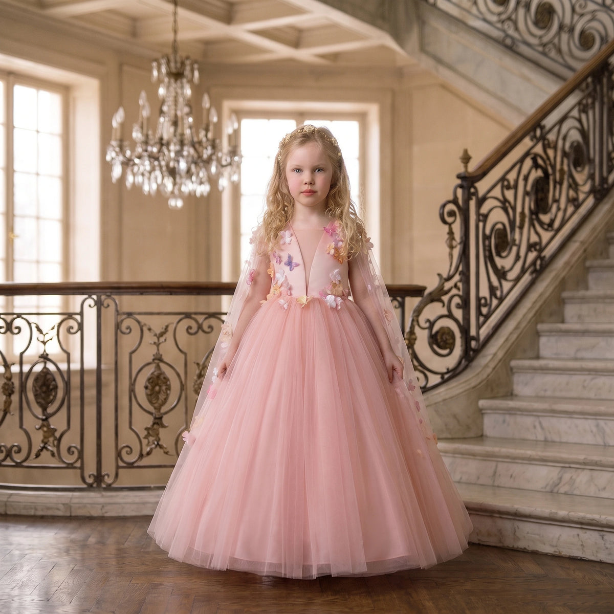 Children's Flower Tulle Party Dress
