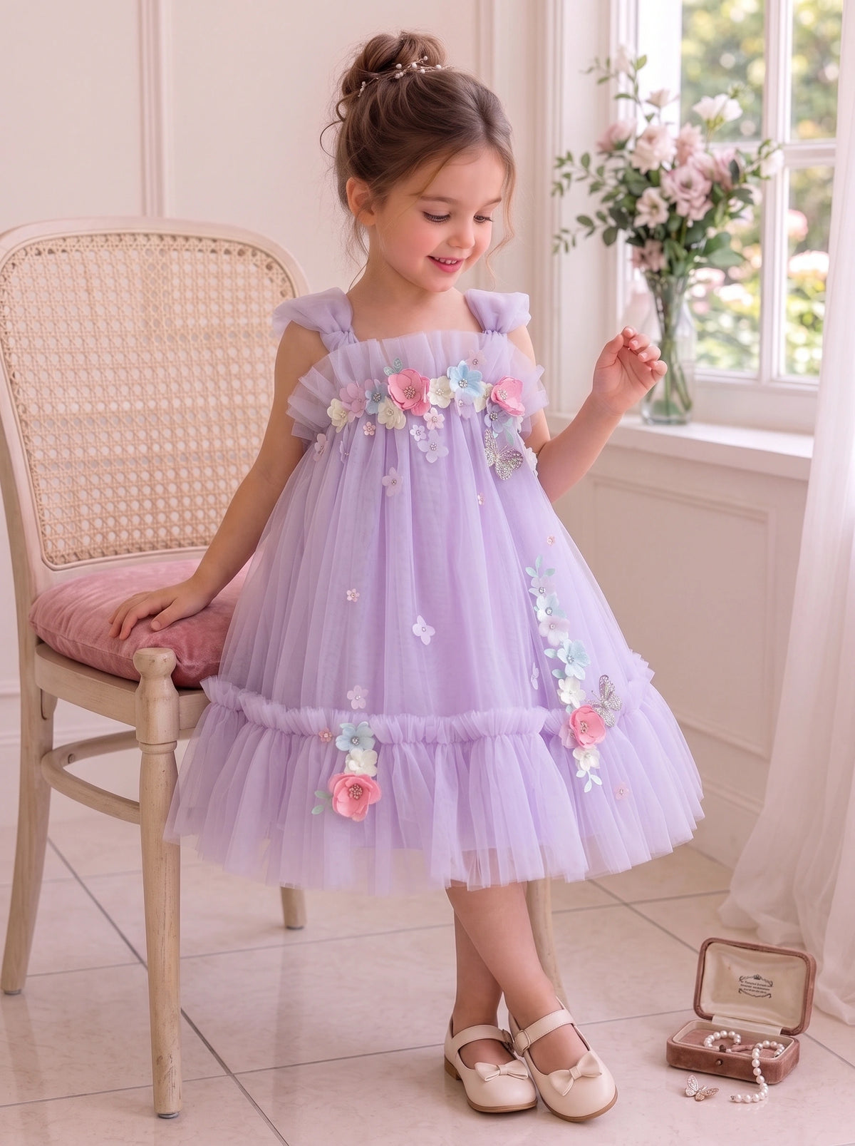Children's Dress with Flowers and Wings