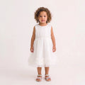 Children's White Dress with Bow and Flowers