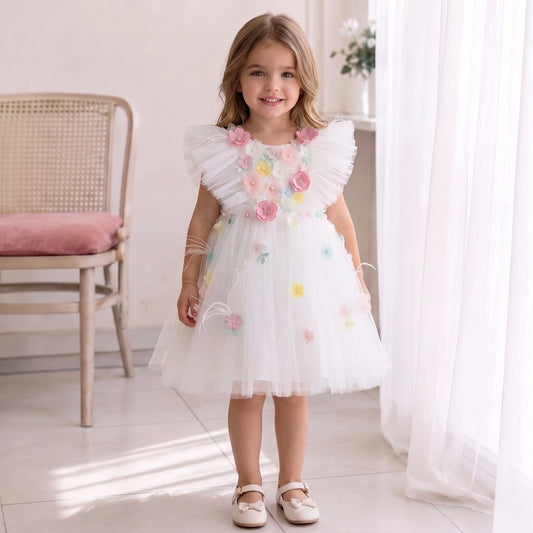 Enchanting Floral White Dress for Girls