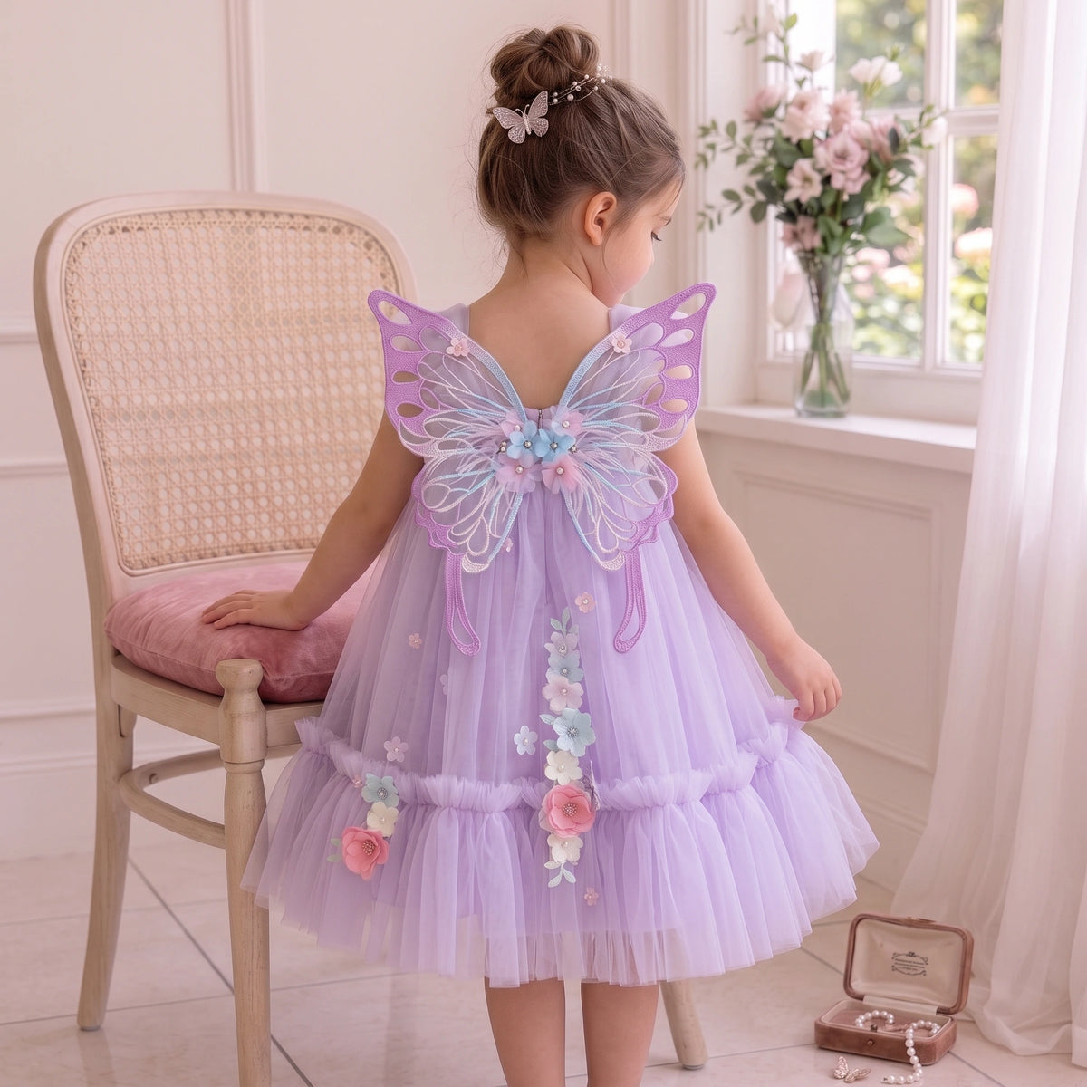Children's Dress with Flowers and Wings