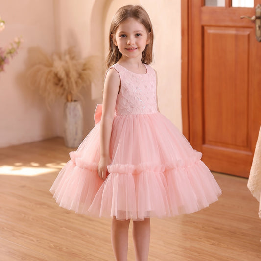 Tulle Sequins and Bow Party Dress
