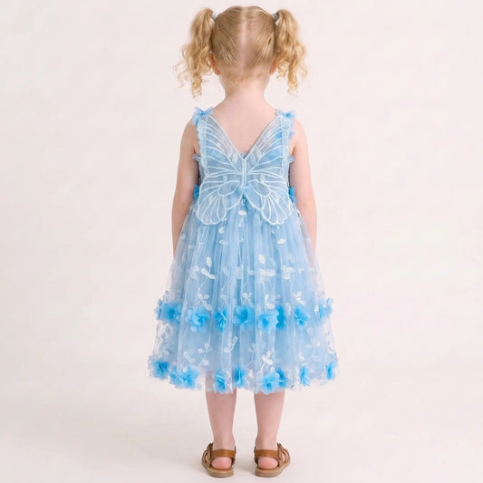 Tulle Dress With Flowers And Little Wings